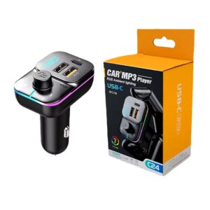 Мултифункционален авто MP3 с USB-C Зарядно и RGB подсветка